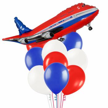 Букет Триколор России Самолет красный 10 шт