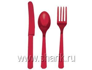 Столовые приборы Веселая Затея пласт красные 24 шт
