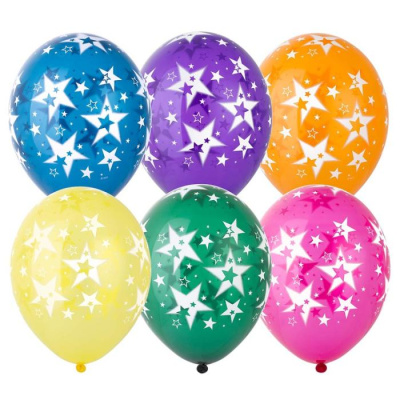 Шар шелкография кристалл 14" Звезды большие 25 шт Шар шелкография кристалл 14" Звезды большие 25 шт