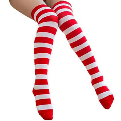 Карнавальный аксессуар Ножки красно-белая полоска 1 шт Карнавальный аксессуар Ножки красно-белая полоска 1 шт