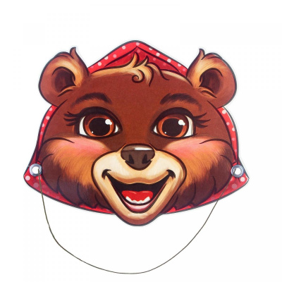 Маска - ободок картон Медведица на резинке 1 шт Маска - ободок картон Медведица на резинке 1 шт