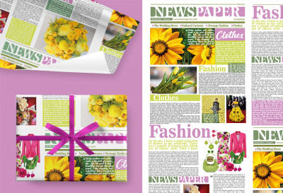 Бумага крафт Цветная газета 70*100 см 1 шт