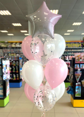 Букет из шаров Звезда градиент розовый 10  шт