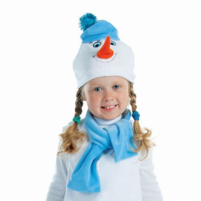 Шапка Снеговик + шарф  1 шт