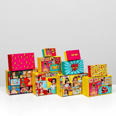 Коробка прямоуг Pop-art №3 рис микс 1 шт