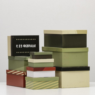 Коробка прямоуг 23 февраля №6 21*14*9 см рис микс 1 шт