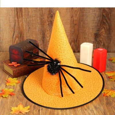 Шляпа Конус с пауком цвет оранжевый 1 шт