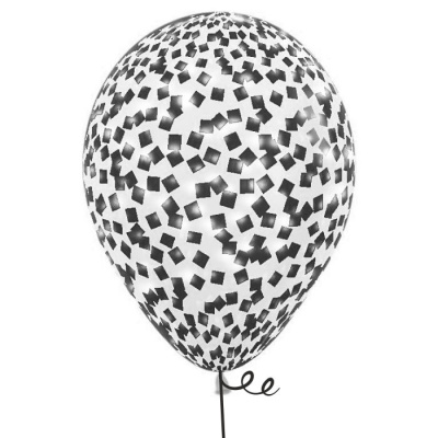 Букет Шары кристалл с конфетти квадратики глянец черные 35 см 