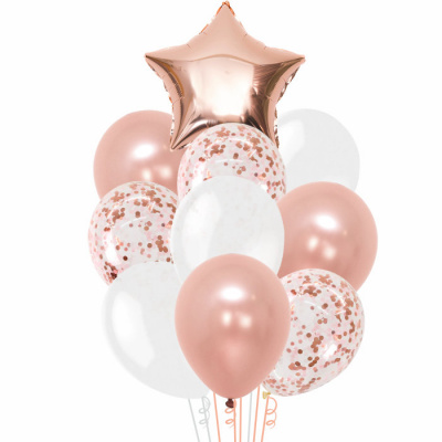 Букет из шаров Звезда розовое золото 10  шт
