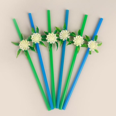 Трубочки для коктейля Белый цветок микс 6 шт Трубочки для коктейля Белый цветок микс 6 шт
