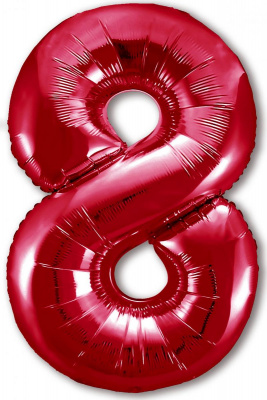Шар Цифра 8 красный Слим 102 см (Ag)