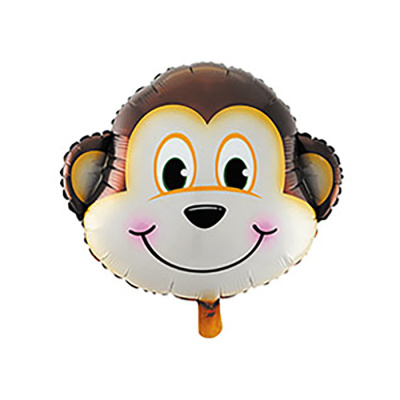 К Шар фольга Фигура Голова Обезьянки 25*