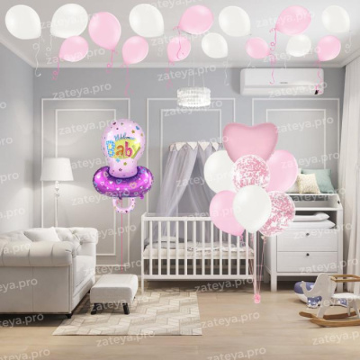 Оформление комнаты на Рождение девочки Соска розовая 23  шт