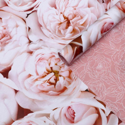 Бумага глянцевая двусторон Пионы 50*70 см 1 шт