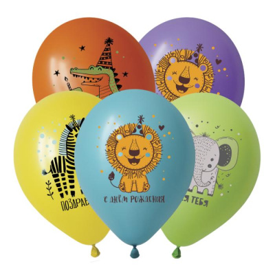 Шар 12" Пастель ассорти Животные Африки 50 шт Шар 12" Пастель ассорти Животные Африки 50 шт