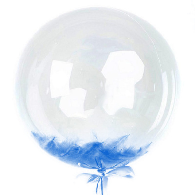 Шар Баблс 50 см с перьями синие 1 шт