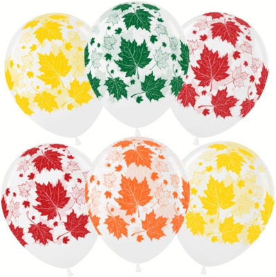 В 12" Кристалл ассорти Разноцветные листья 25 шт