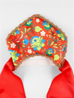 Кокошник Народные узоры красный 1 шт