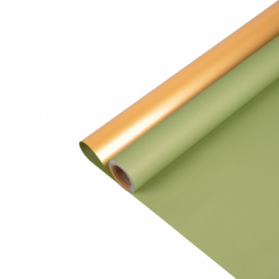 Пленка матовая двустрон Зеленый чай/золото 58см*10м 1 шт  