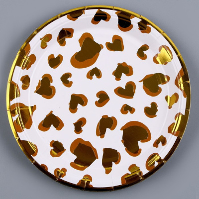 Тарелка бум. Золотые сердца 18 см 6 шт Тарелка бум. Золотые сердца 18 см 6 шт