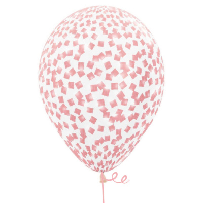 Букет Шары кристалл с конфетти квадратики глянец розовые 35 см 