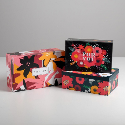 Коробка прямоуг Цветочный №1 26*17*10 см рис микс 1 шт