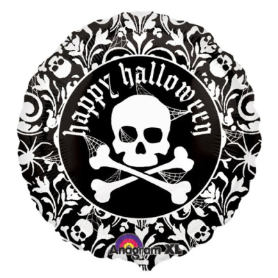 Шар Круг фольга 18" Череп с орнаментом (AN)