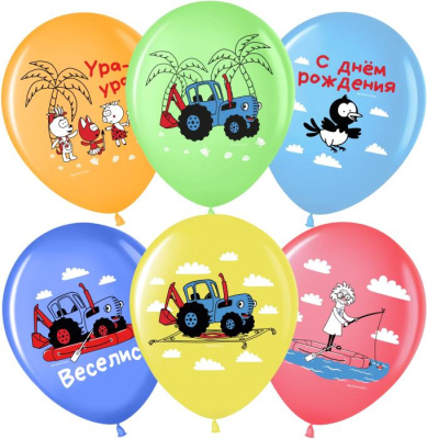 В 12" Пастель ассорти Синий трактор 25 шт В 12" Пастель ассорти Синий трактор 25 шт