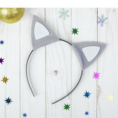 Ободок ушки Кошечка серый 1 шт