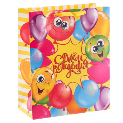 Пакет ламинат Веселого дня рождения 23*27*11,5 см 1 шт