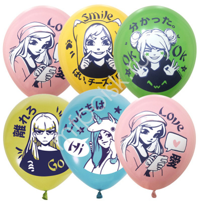 Шар М 12" Пастель Девчонки Аниме 25 шт Шар М 12" Пастель Девчонки Аниме 25 шт