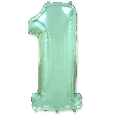 Шар Цифра 1 мята пастель 102 см (FM)