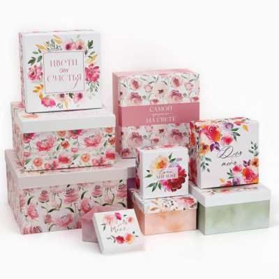 Коробка квадрат Цветы №4 см 1 шт