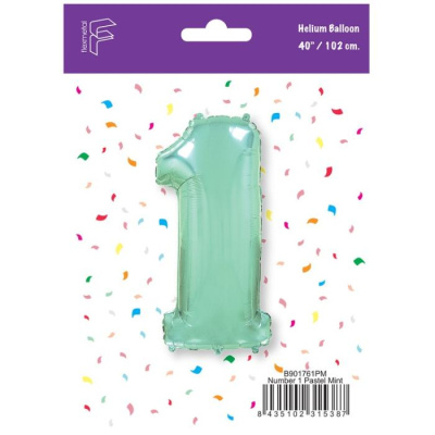 Шар Цифра 1 мята пастель 102 см (FM)