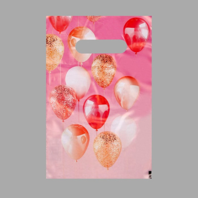 Пакет п/э Праздничные шары розовый 20*30 см 1 шт