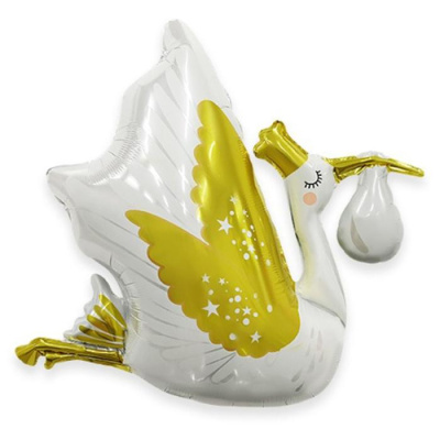 Шар фольга Фигура Аист бело-золотой (ВЗ) Шар фольга Фигура Аист бело-золотой (ВЗ)