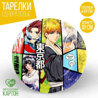 Тарелка бум. Аниме 18 см 10 шт