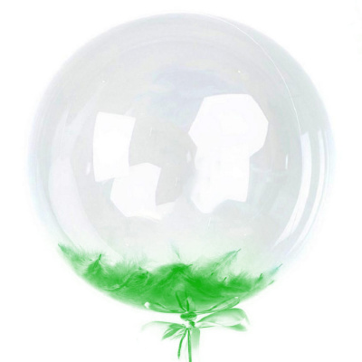 Шар Баблс 50 см с перьями зеленые 1 шт
