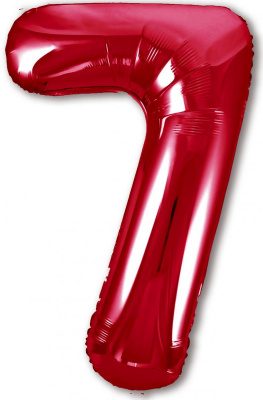 Шар Цифра 7 красный Слим 102 см (Ag)