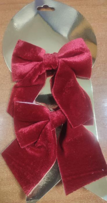 Бант велюр красный 11*12 см 2 шт