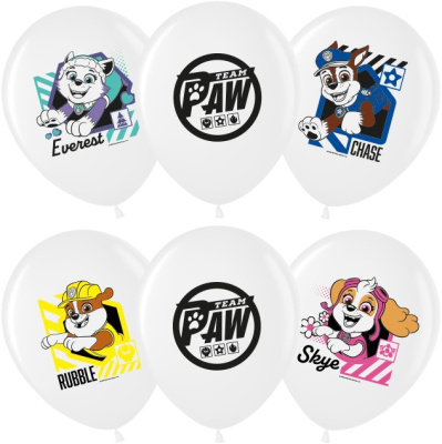 В 12" Пастель Щенячий патруль белые 25 шт В 12" Пастель Щенячий патруль белые 25 шт