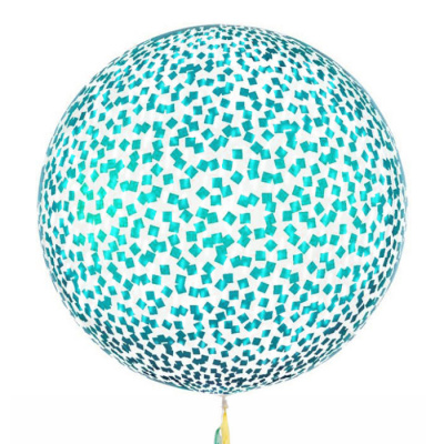 Шар Баблс 50 см с конфетти квадратики глянец тиффани 