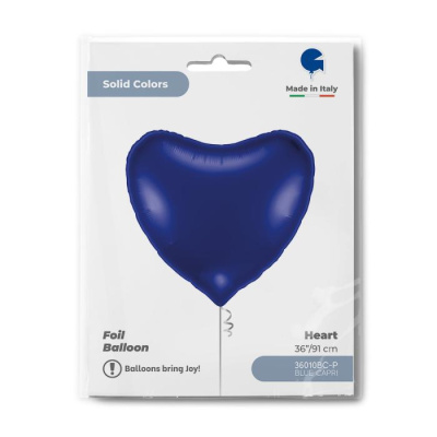 Шар фольга без рисунка Сердце 36" Темно-синий (Gr) в уп.