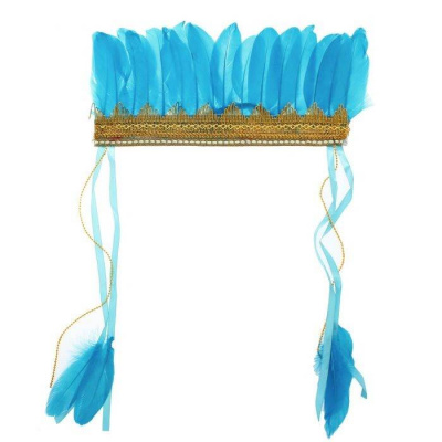 Головной убор Перышки на резинке голубые 1 шт