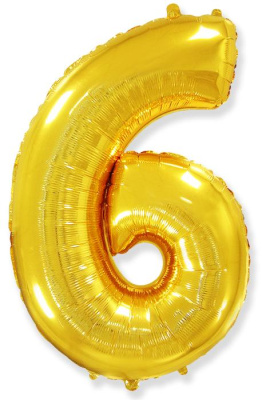 Шар Цифра мини 6 золото 41 см (FM)