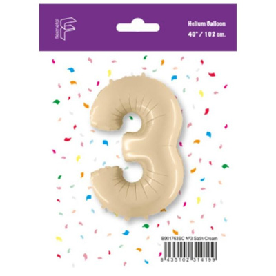 Шар Цифра 3 кремовая 102 см (FM) Шар Цифра 3 кремовая 102 см (FM)