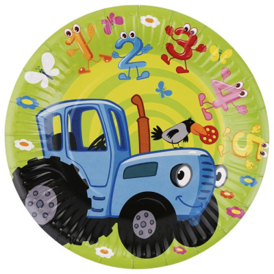Тарелка ВВ Трактор синий 18 см 6 шт