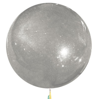 Шар Баблс 50 см с конфетти блестки серебро 