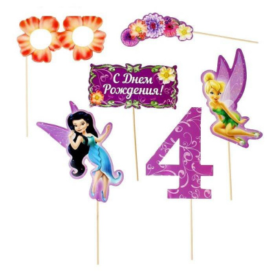 Фотобутафория на палочке 4 года 6 предм 17*28 см Феи 1 шт Фотобутафория на палочке 4 года 6 предм 17*28 см Феи 1 шт