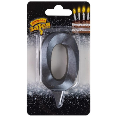 Свеча-цифра "0" ВЗ Грань черный жемчуг 7 см 1 шт Свеча-цифра "0" ВЗ Грань черный жемчуг 7 см 1 шт